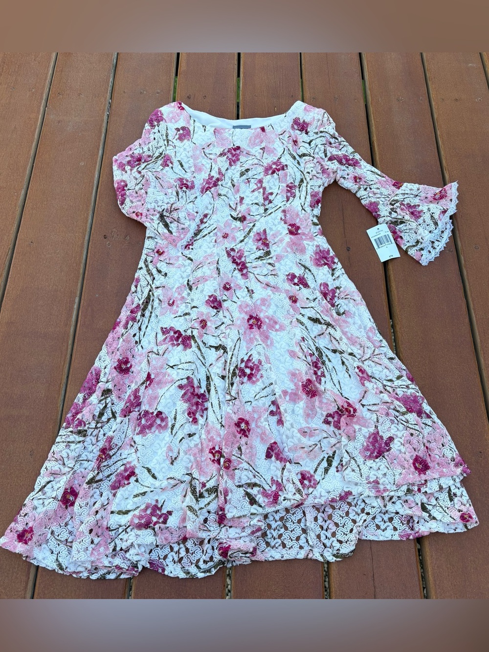 Rabbit Rabbit Rabbit Pink Floral Lace Midi Dress